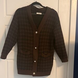 Babaton Chocolate Checkered Cardigan